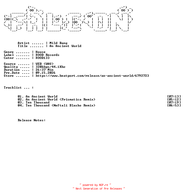 NFO for the release Mild_Bang-An_Ancient_World-(XOOD133)-WEB-2026-FALCON by FALCON