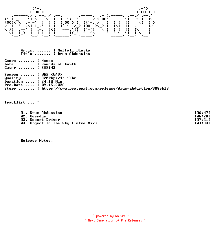 NFO for the release Neftali_Blasko-Drum_Abduction-(SOE142)-WEB-2022-FALCON by FALCON