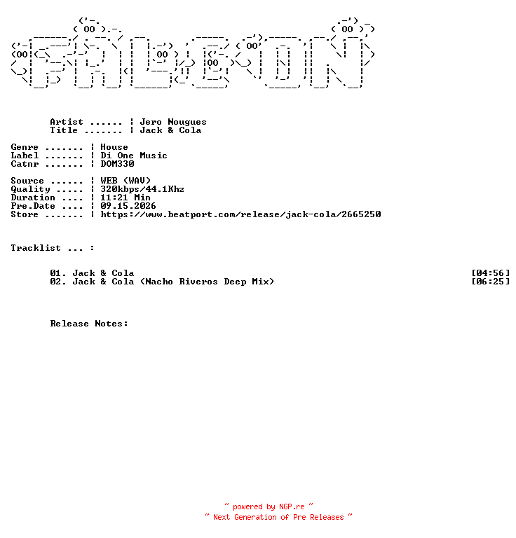 NFO for the release Jero_Nougues-Jack_And_Cola-(DOM330)-WEB-2019-FALCON by FALCON