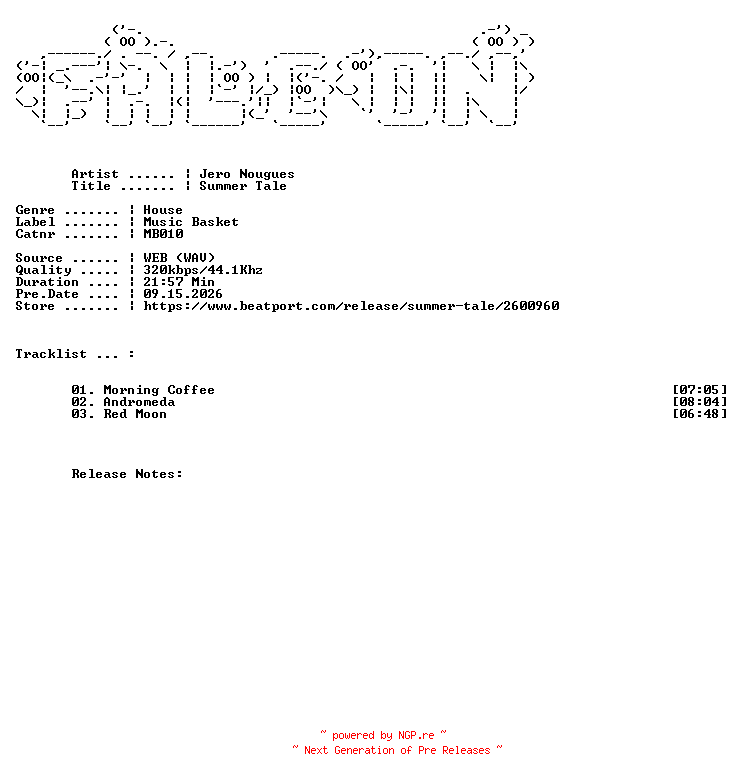 NFO for the release Jero_Nougues-Summer_Tale-(MB010)-WEB-2019-FALCON by FALCON