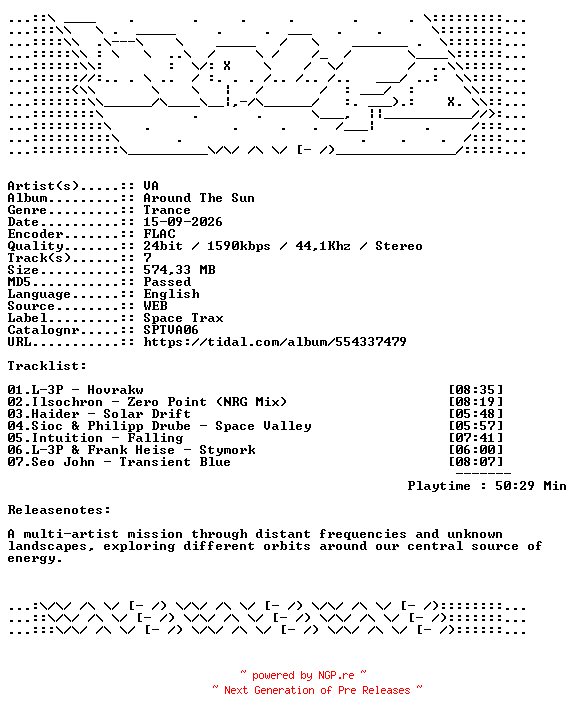 NFO for the release VA-Around_The_Sun-SPTVA06-24BIT-WEB-FLAC-2026-WAVED by WAVED