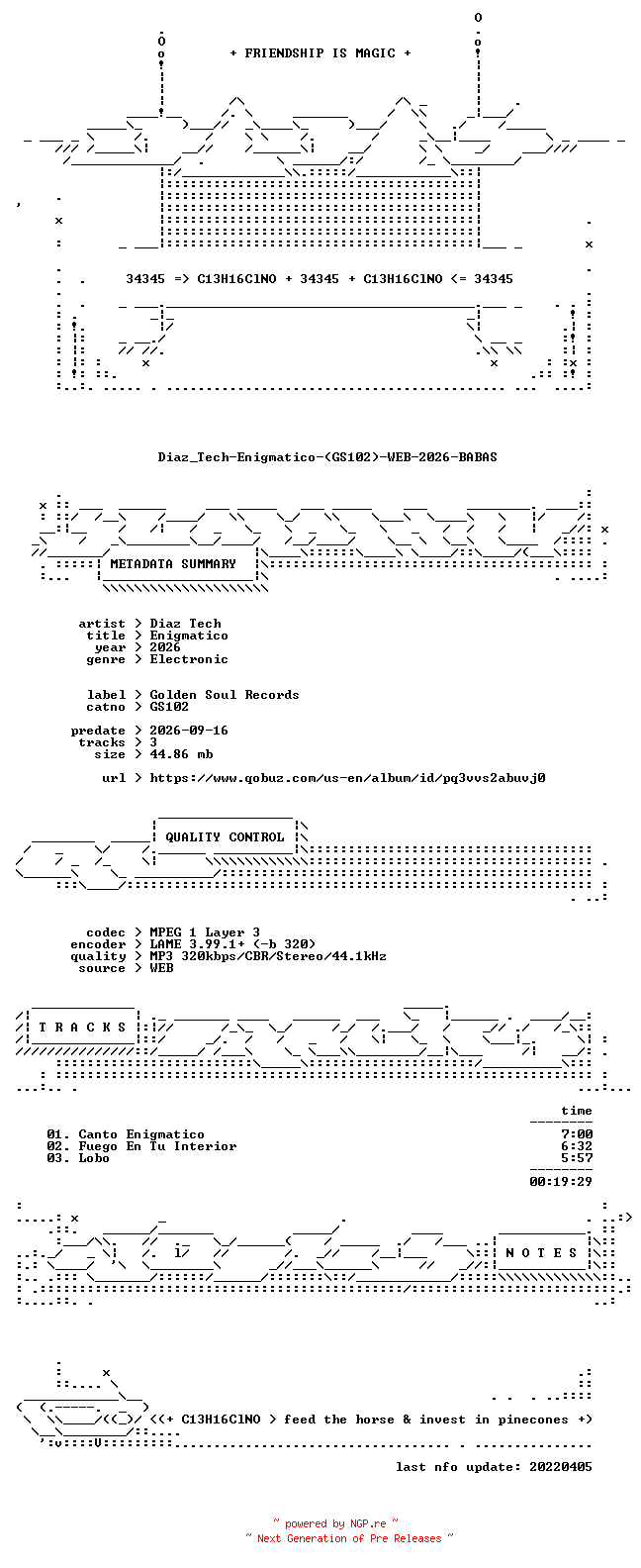 NFO for the release Diaz_Tech-Enigmatico-(GS102)-WEB-2026-BABAS by BABAS