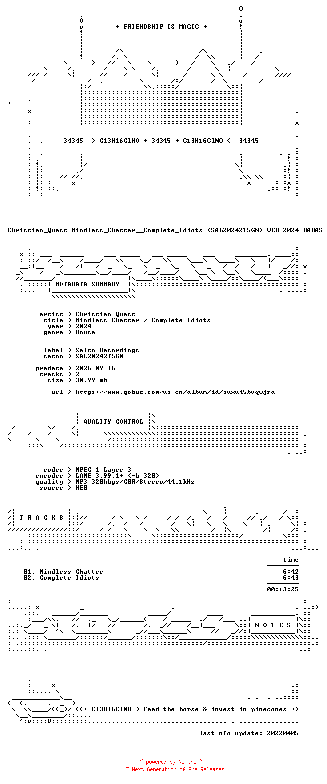 NFO for the release Christian_Quast-Mindless_Chatter__Complete_Idiots-(SAL20242T5GN)-WEB-2024-BABAS by BABAS