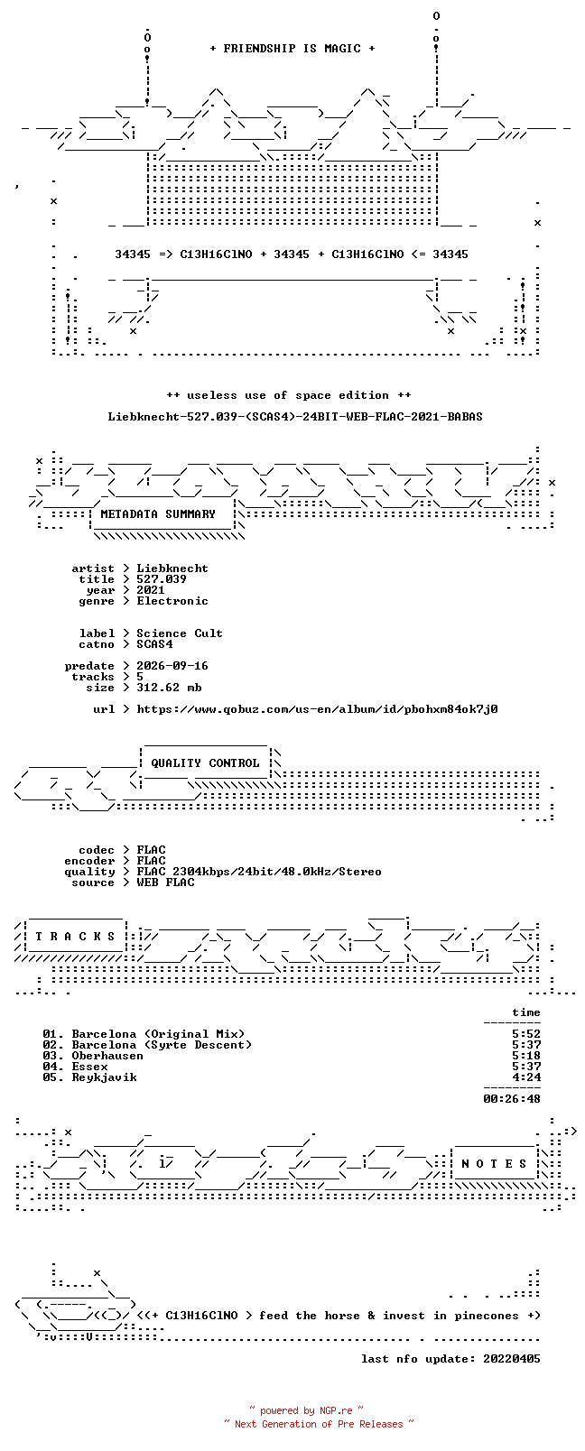 NFO for the release Liebknecht-527.039-(SCAS4)-24BIT-WEB-FLAC-2021-BABAS by BABAS