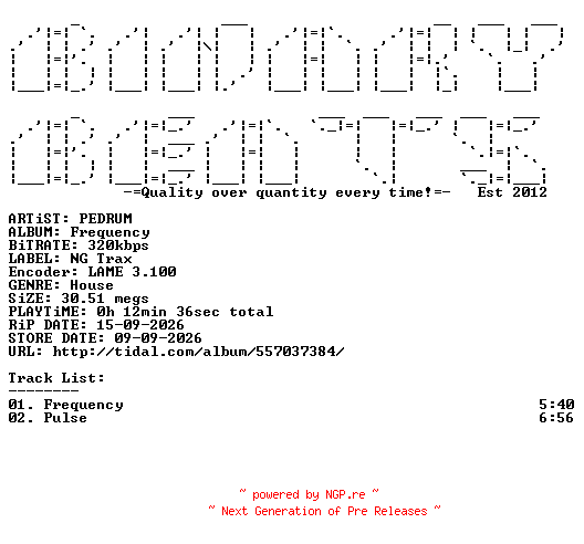 NFO for the release PEDRUM-Frequency-(NGTD027)-WEB-2026-BB by BB