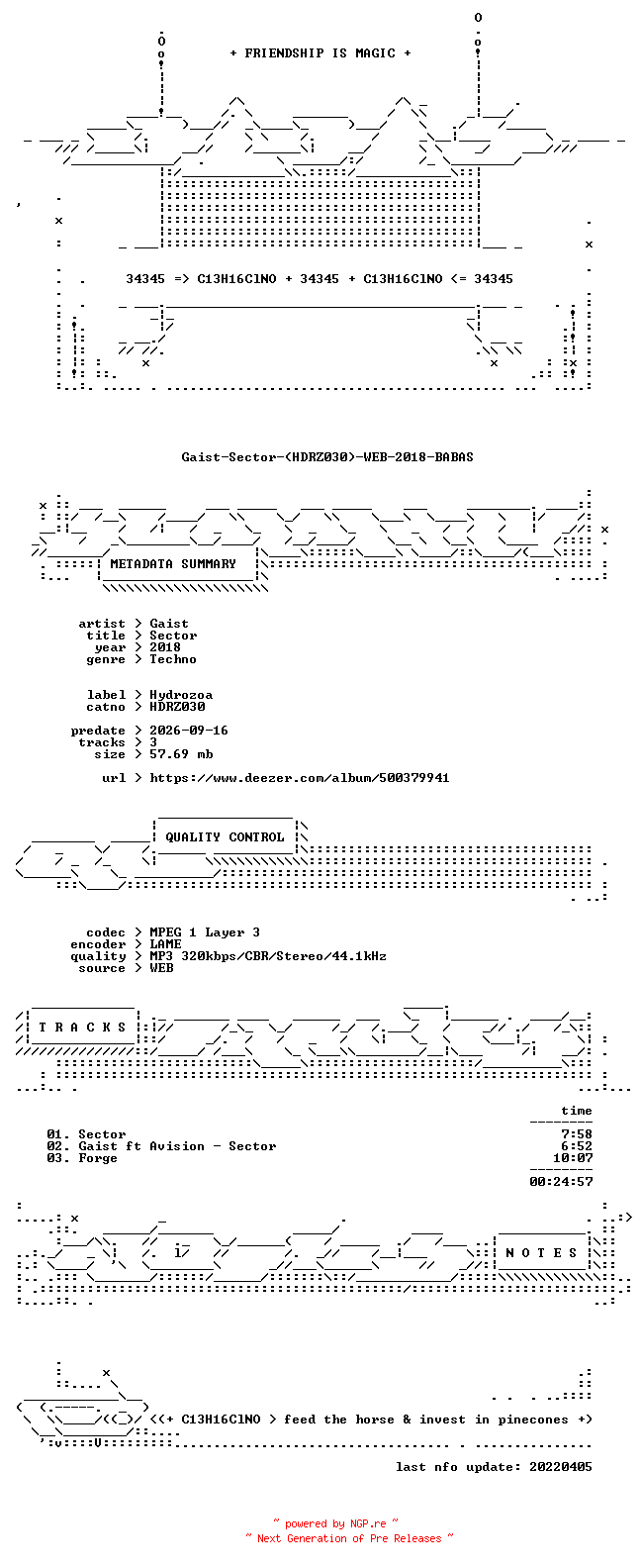 NFO for the release Gaist-Sector-(HDRZ030)-WEB-2018-BABAS by BABAS