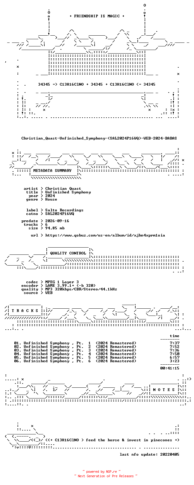NFO for the release Christian_Quast-Unfinished_Symphony-(SAL2024P16WQ)-WEB-2024-BABAS by BABAS