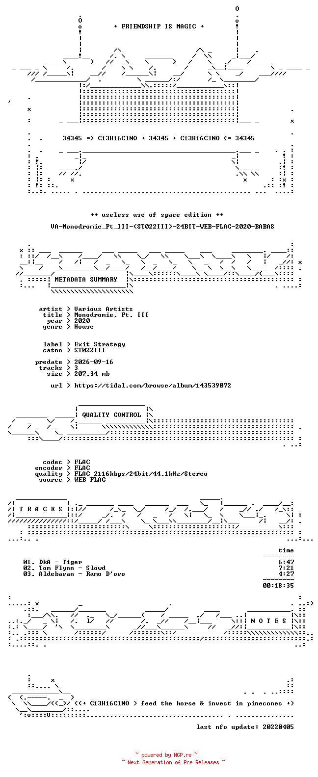 NFO for the release VA-Monodromie_Pt_III-(ST022III)-24BIT-WEB-FLAC-2020-BABAS by BABAS