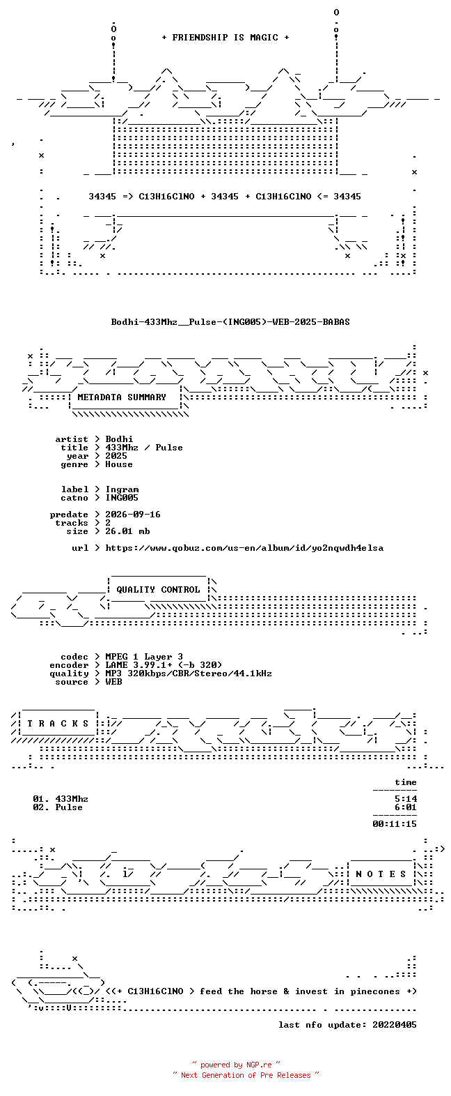 NFO for the release Bodhi-433Mhz__Pulse-(ING005)-WEB-2025-BABAS by BABAS