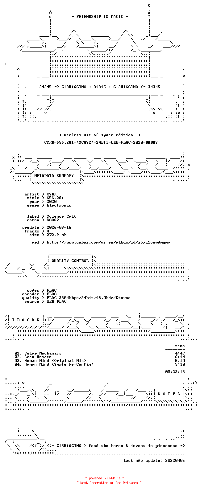 NFO for the release CYRK-656.281-(SCAS2)-24BIT-WEB-FLAC-2020-BABAS by BABAS