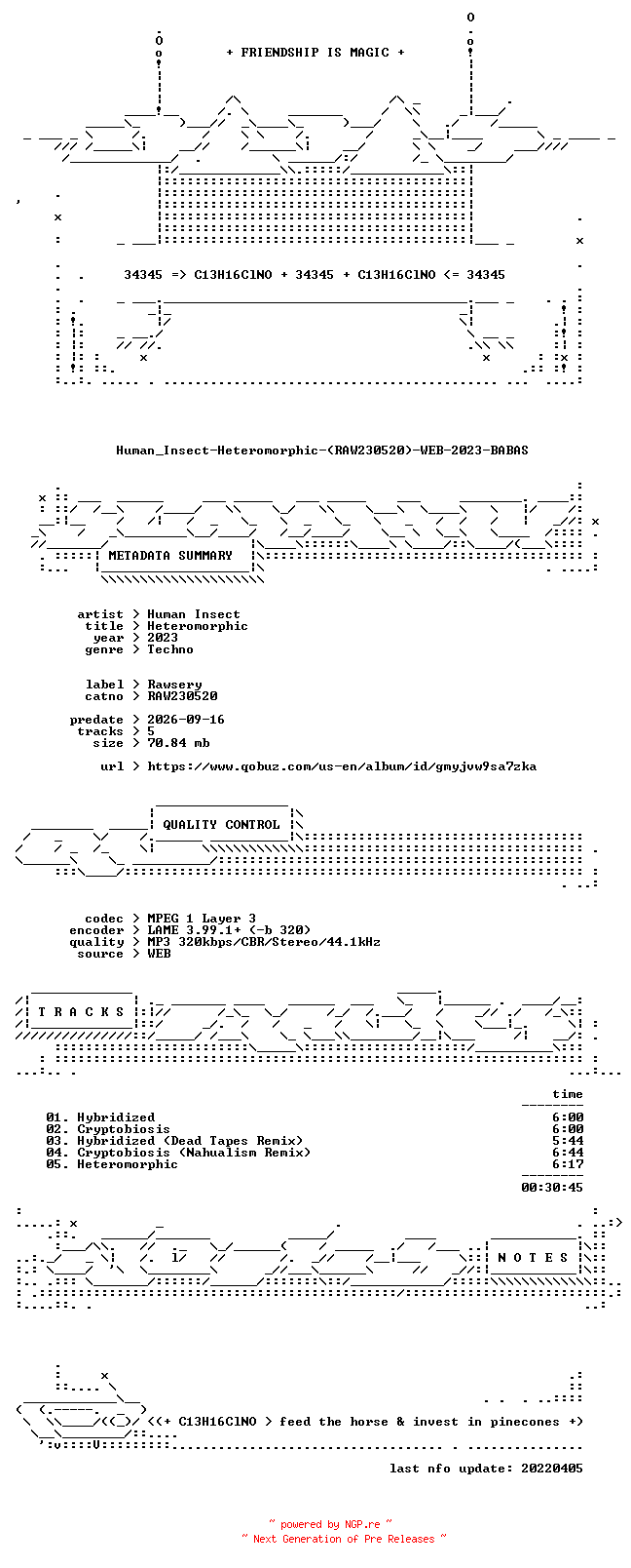 NFO for the release Human_Insect-Heteromorphic-(RAW230520)-WEB-2023-BABAS by BABAS