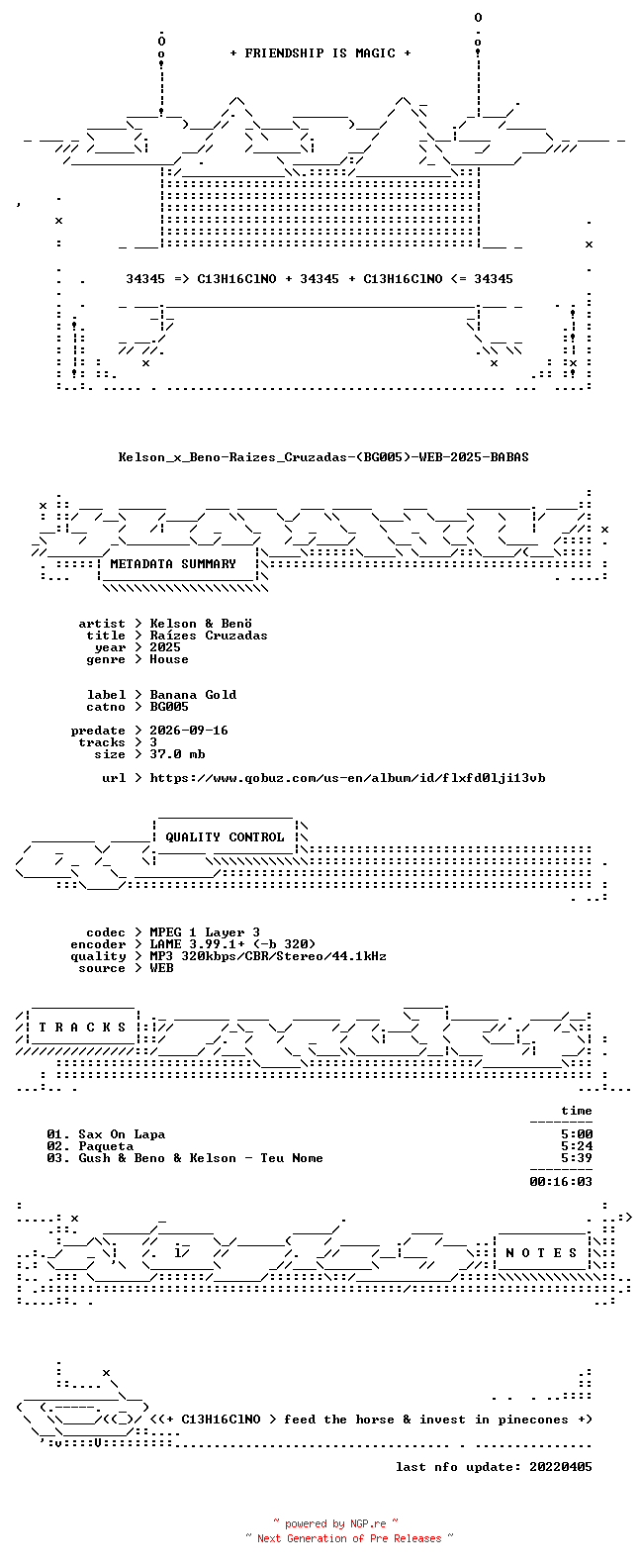 NFO for the release Kelson_x_Beno-Raizes_Cruzadas-(BG005)-WEB-2025-BABAS by BABAS