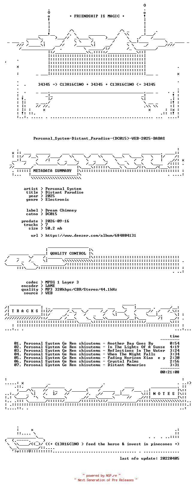NFO for the release Personal_System-Distant_Paradise-(DC015)-WEB-2025-BABAS by BABAS