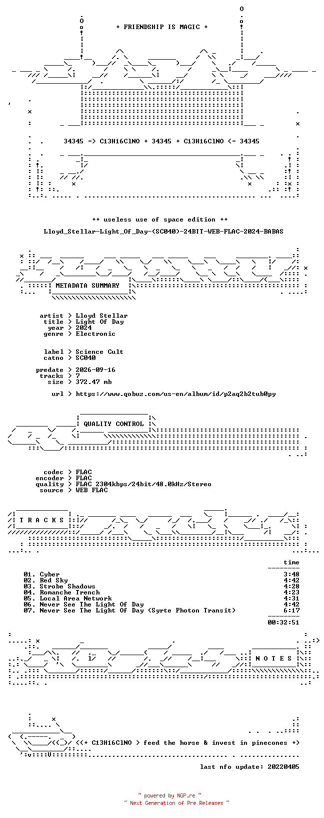 NFO for the release Lloyd_Stellar-Light_Of_Day-(SC040)-24BIT-WEB-FLAC-2024-BABAS by BABAS