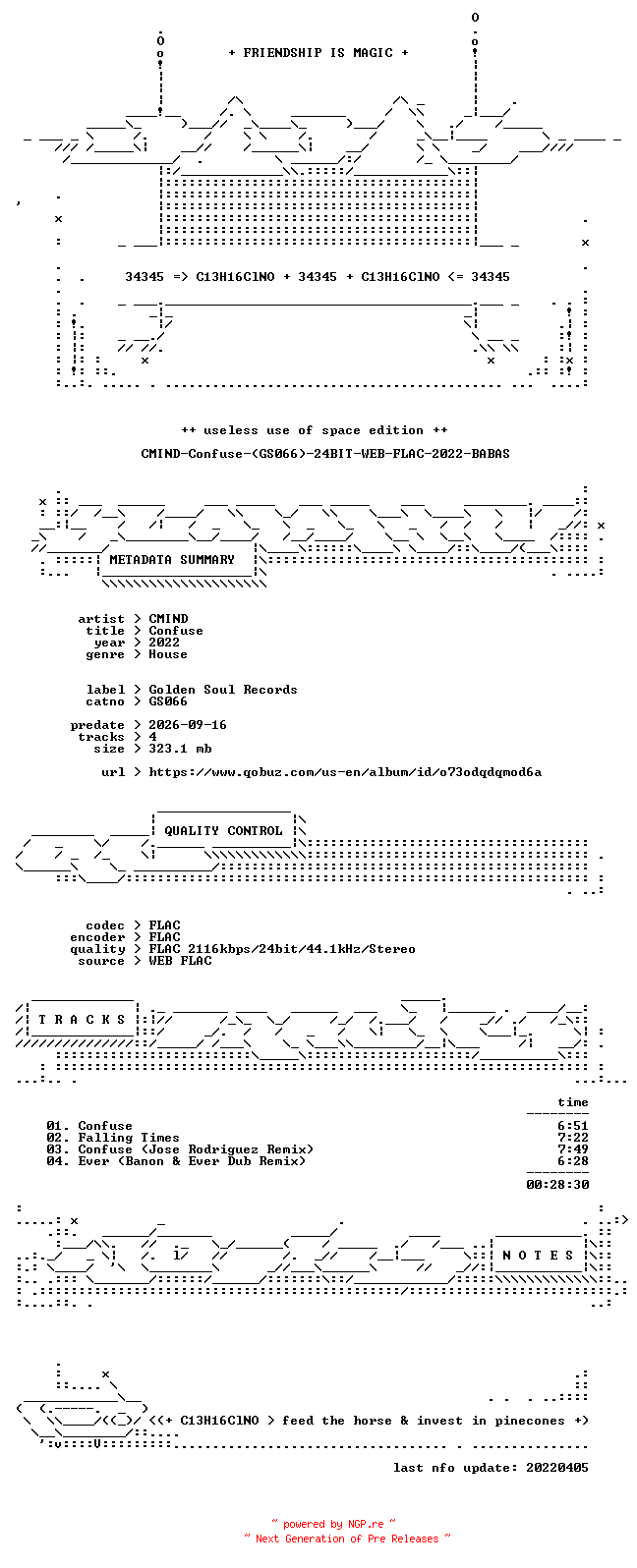 NFO for the release CMIND-Confuse-(GS066)-24BIT-WEB-FLAC-2022-BABAS by BABAS