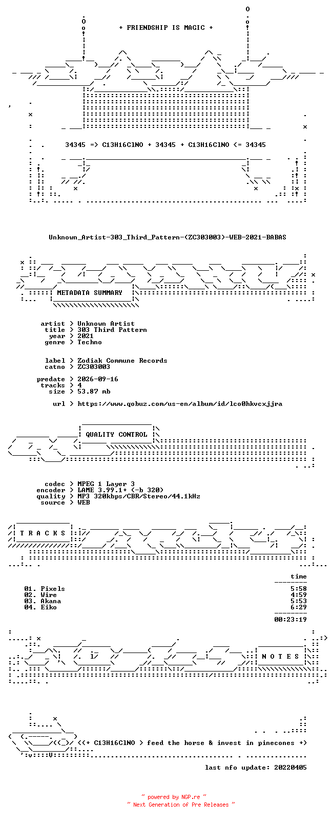 NFO for the release Unknown_Artist-303_Third_Pattern-(ZC303003)-WEB-2021-BABAS by BABAS