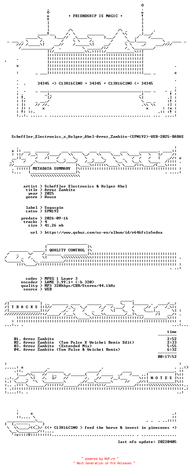 NFO for the release Scheffler_Electronics_x_Holger_Abel-Arroz_Zambito-(SPN192)-WEB-2025-BABAS by BABAS
