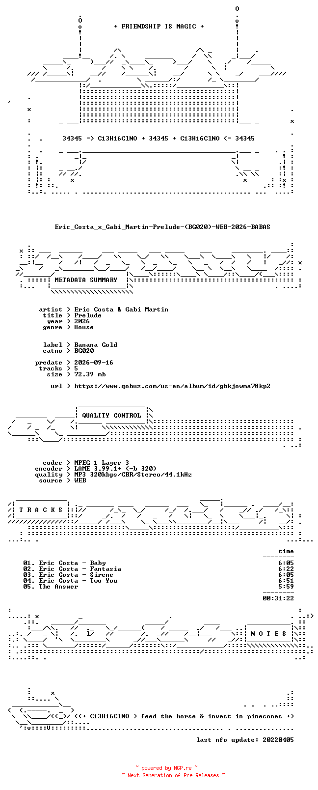 NFO for the release Eric_Costa_x_Gabi_Martin-Prelude-(BG020)-WEB-2026-BABAS by BABAS