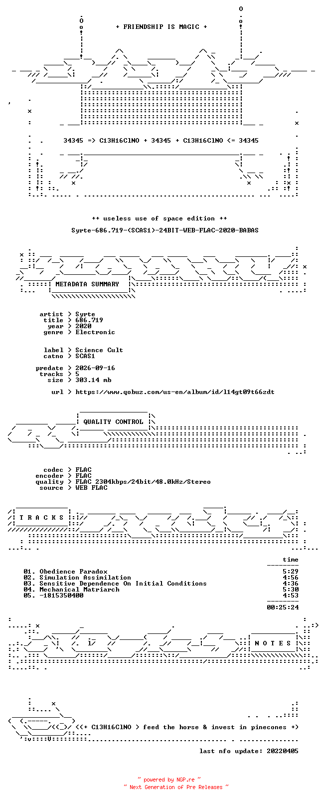 NFO for the release Syrte-686.719-(SCAS1)-24BIT-WEB-FLAC-2020-BABAS by BABAS