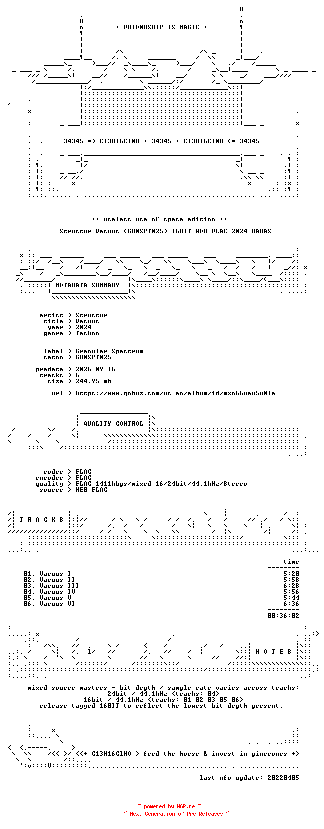 NFO for the release Structur-Vacuus-(GRNSPT025)-16BIT-WEB-FLAC-2024-BABAS by BABAS