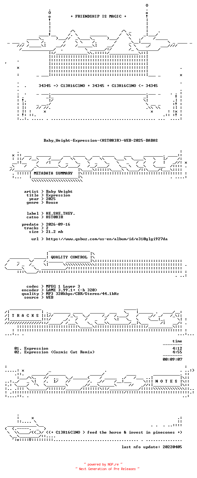 NFO for the release Baby_Weight-Expression-(HST083R)-WEB-2025-BABAS by BABAS