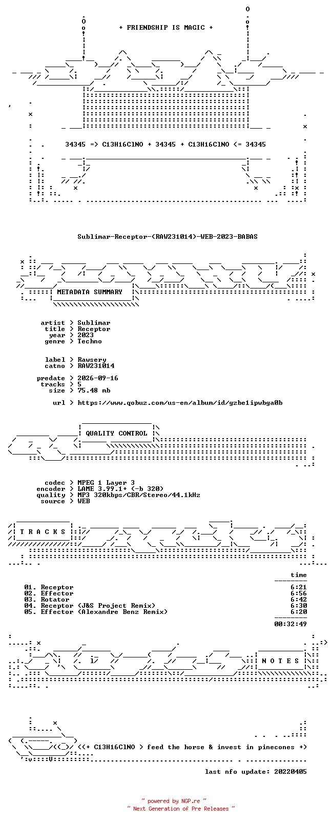 NFO for the release Sublimar-Receptor-(RAW231014)-WEB-2023-BABAS by BABAS