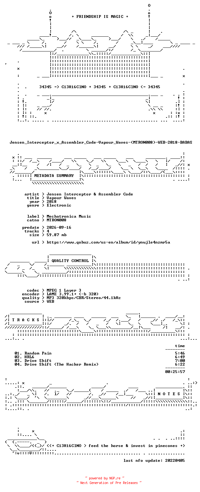 NFO for the release Jensen_Interceptor_x_Assembler_Code-Vapour_Waves-(MTRON008)-WEB-2018-BABAS by BABAS