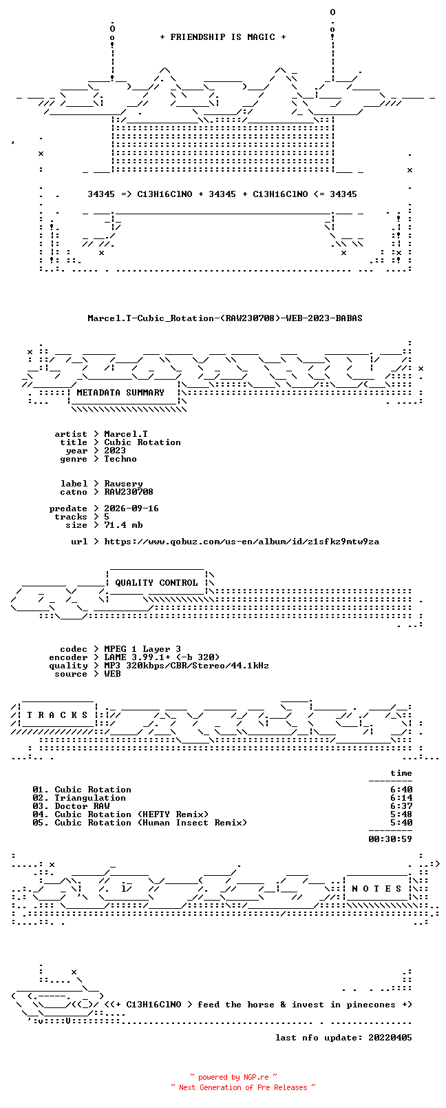 NFO for the release Marcel.T-Cubic_Rotation-(RAW230708)-WEB-2023-BABAS by BABAS