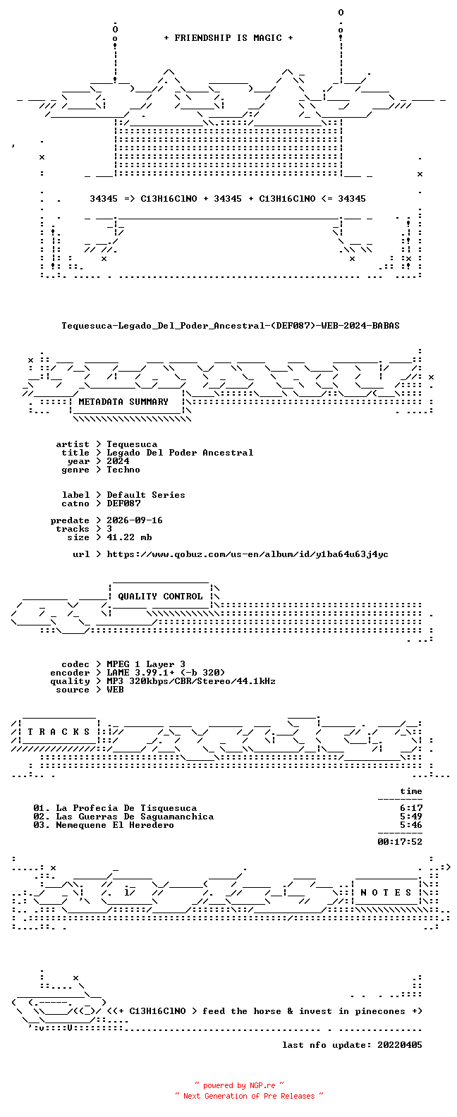 NFO for the release Tequesuca-Legado_Del_Poder_Ancestral-(DEF087)-WEB-2024-BABAS by BABAS