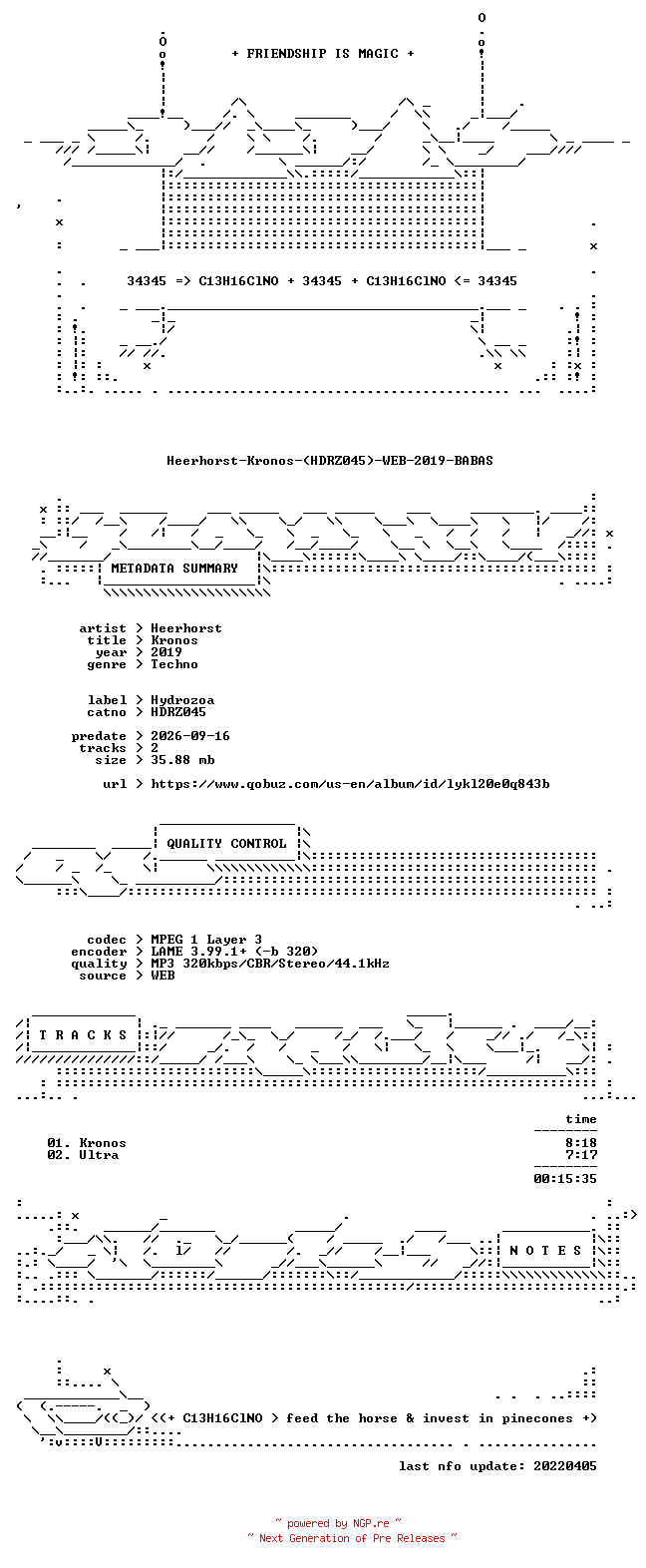 NFO for the release Heerhorst-Kronos-(HDRZ045)-WEB-2019-BABAS by BABAS