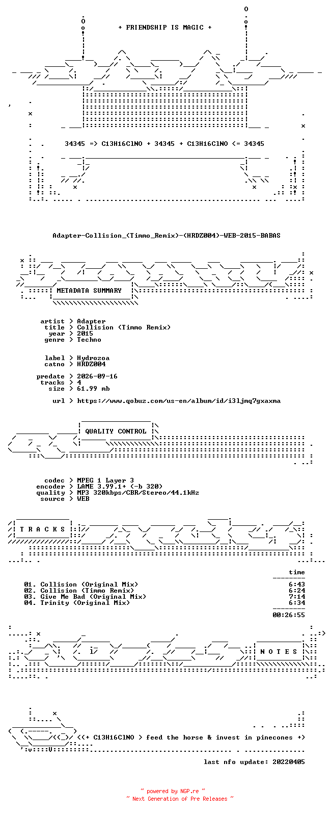 NFO for the release Adapter-Collision_(Timmo_Remix)-(HRDZ004)-WEB-2015-BABAS by BABAS