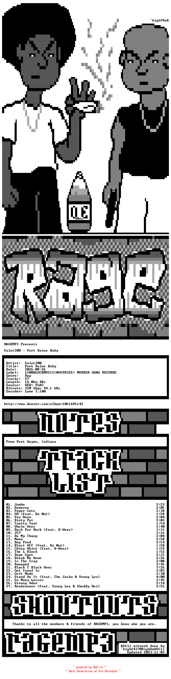 NFO for the release Saint300-Fort_Kaine_Baby-WEB-2026-RAGEMP3 by RAGEMP3