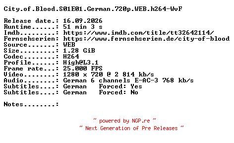 NFO for the release City.of.Blood.S01E01.German.720p.WEB.h264-WvF by WvF
