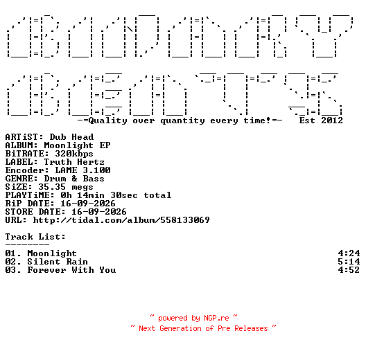 NFO for the release Dub_Head-Moonlight_EP-(THZ023)-WEB-2026-BB by BB