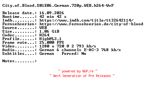 NFO for the release City.of.Blood.S01E06.German.720p.WEB.h264-WvF by WvF