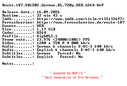 NFO for the release Route.187.S01E02.German.DL.720p.WEB.h264-WvF by WvF
