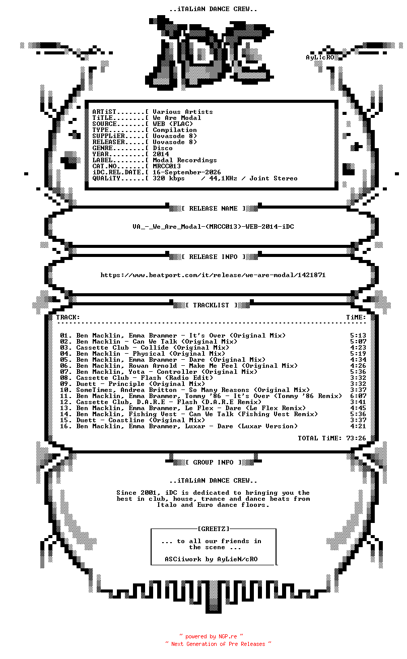 NFO for the release VA_-_We_Are_Modal-(MRCC013)-WEB-2014-iDC by iDC