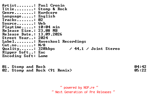 NFO for the release Paul_Cronin-Stomp_and_Rock-WEB-2024-XTC_iNT by XTC_iNT