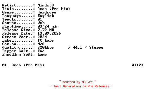 NFO for the release Mindst8-Amon_(Pro_Mix)-SINGLE-WEB-2024-XTC_iNT by XTC_iNT