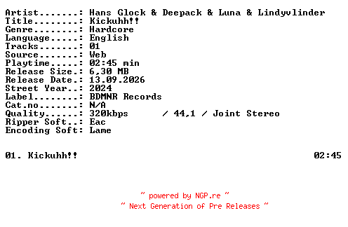 NFO for the release Hans_Glock_and_Deepack_and_Luna_and_Lindyvlinder-Kickuhh-SINGLE-WEB-2024-XTC_iNT by XTC_iNT