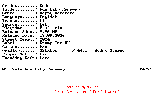 NFO for the release Solo-Run_Baby_Runaway-SINGLE-WEB-2024-XTC_iNT by XTC_iNT