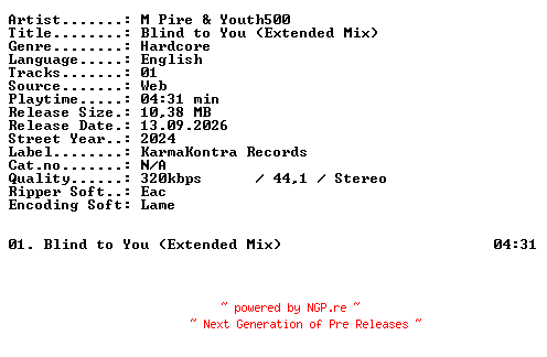 NFO for the release M_Pire_and_Youth500-Blind_to_You_(Extended_Mix)-SINGLE-WEB-2024-XTC_iNT by XTC_iNT