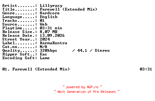 NFO for the release Lillyrazy-Farewell_(Extended_Mix)-SINGLE-WEB-2024-XTC_iNT by XTC_iNT