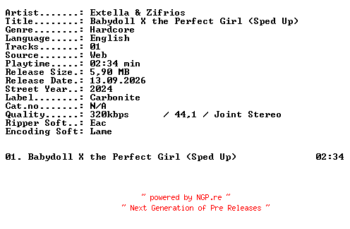 NFO for the release Extella_and_Zifrios-Babydoll_X_the_Perfect_Girl_(Sped_Up)-SINGLE-WEB-2024-XTC_iNT by XTC_iNT