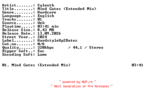 NFO for the release Sylenth-Mind_Gates_(Extended_Mix)-SINGLE-WEB-2024-XTC_iNT by XTC_iNT
