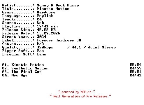 NFO for the release Sunny_and_Deck_Hussy-Kinetic_Motion-WEB-2024-XTC_iNT by XTC_iNT