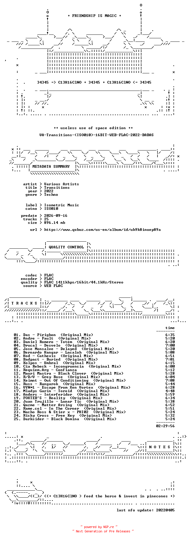 NFO for the release VA-Transitions-(ISO010)-16BIT-WEB-FLAC-2022-BABAS by BABAS