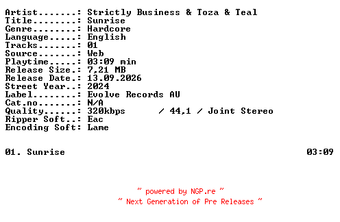 NFO for the release Strictly_Business_and_Toza_and_Teal-Sunrise-SINGLE-WEB-2024-XTC_iNT by XTC_iNT