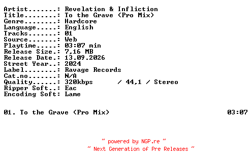 NFO for the release Revelation_and_Infliction-To_the_Grave_(Pro_Mix)-SINGLE-WEB-2024-XTC_iNT by XTC_iNT
