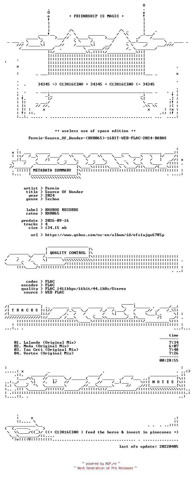 NFO for the release Fernie-Source_Of_Wonder-(KHR065)-16BIT-WEB-FLAC-2024-BABAS by BABAS